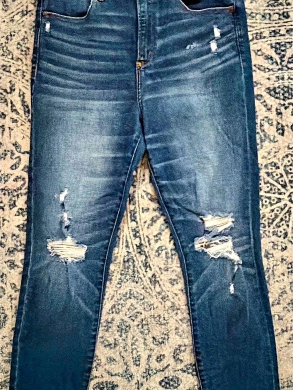 Abercrombie & Fitch The Super Skinny Ankle High Rise Distressed High Rise Jeans